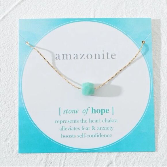 NWT Genuine Amazonite Stone Of Hope Gold Tone - Picture 2 of 3